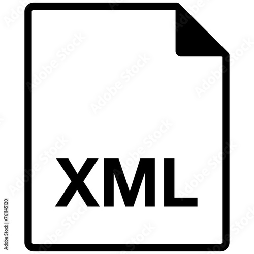 Single black XML file line icon, simple flat design infographic pictogram vector for app web website button ui interface elements isolated on white background