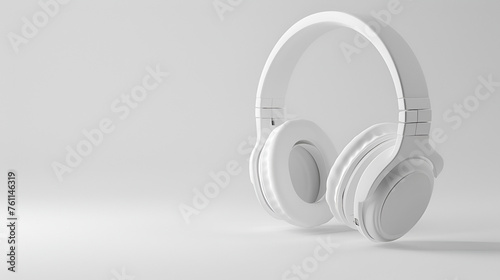 headphones floating on a white background, generative Ai
