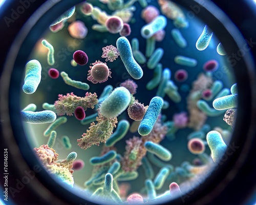 microorganisms under microscope