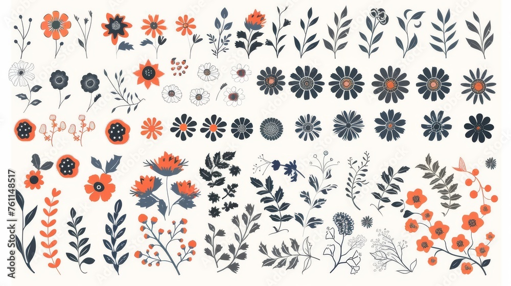 Modern illustration of a collection of design elements isolated on a white background. Modern illustration of a collection of design elements isolated on a white background.
