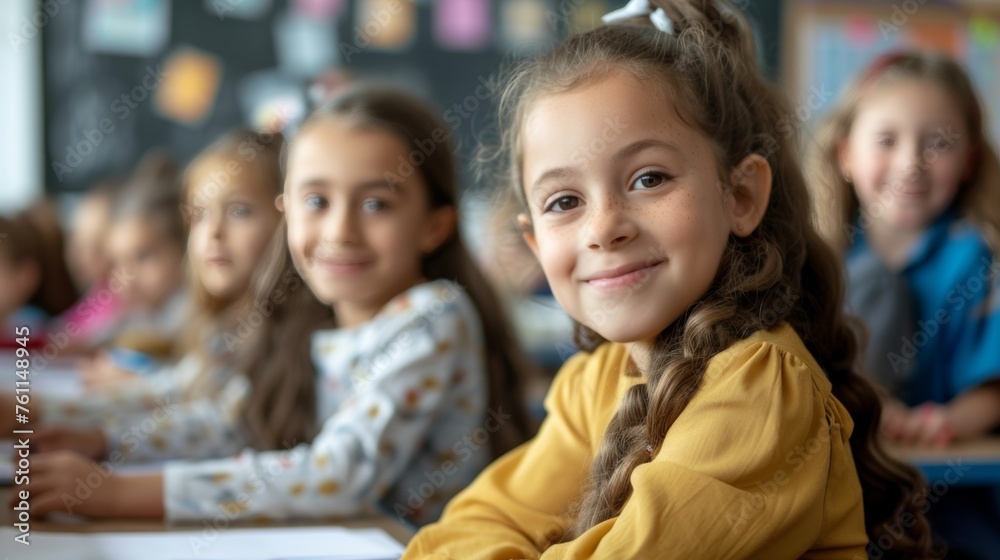 primary elementary school group of children studying in the classroom. learning and sitting at the desk. young cute kids smiling, high quality photo primary elementary school group of children studying in the classroom. learning and sitting at the desk. young cute kids smiling, high quality photo