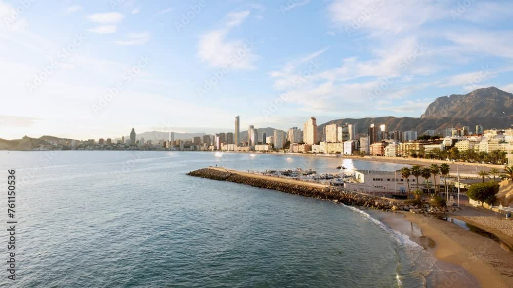 Benidorm Marina in beautiful afternoon light with Skyscrapers and mountains in the back Benidorm Marina in beautiful afternoon light with Skyscrapers and mountains in the back