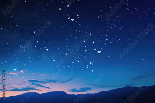 A clear night sky showcasing a multitude of stars, creating a spectacular celestial display, A starry night sky with heart-shaped constellations for Valentine's Day, AI Generated