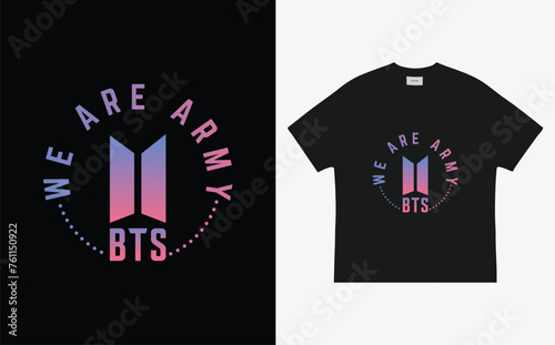 BTS Army kpop Trendy T-shirt Vector illustration design for fashion graphics, t shirt prints, cards, posters.