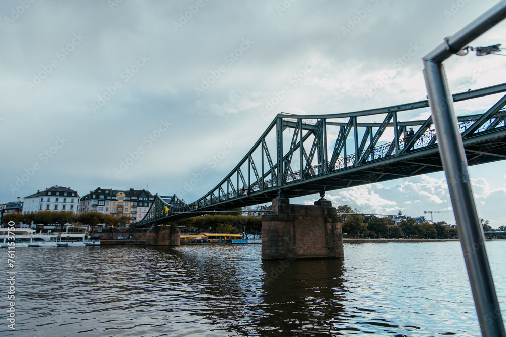 Iron Bridge over main river Frankfurt Germany