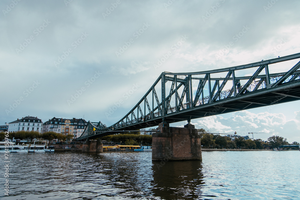 Iron Bridge over main river Frankfurt Germany