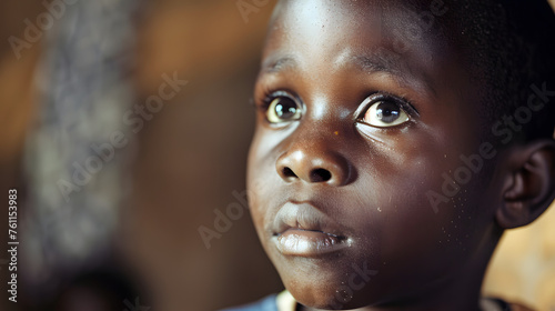 Boy looking sad  close up face  children in Africa despite facing adversity