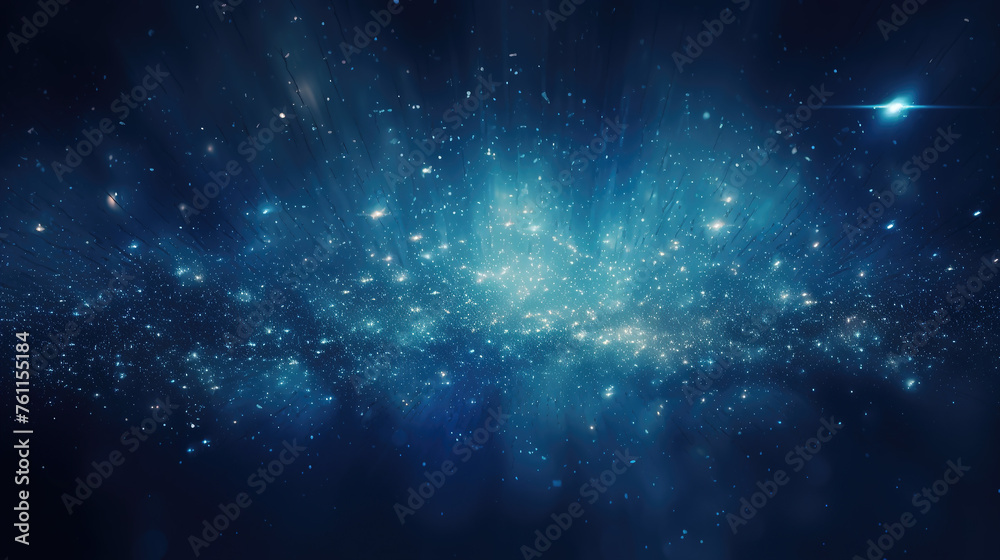 Abstract wallpaper background landscape art of blue technology waves and cosmic energy digital particles