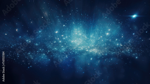 Abstract wallpaper background landscape art of blue technology waves and cosmic energy digital particles