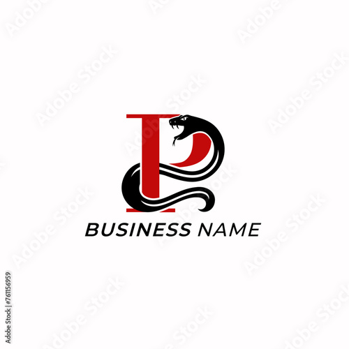logo design creative letter P and snake