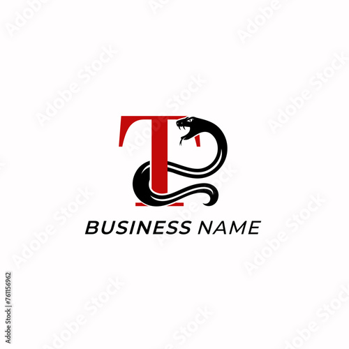 design logo creative letter T and snake photo