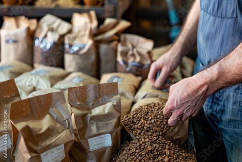 Preparing Artisan Coffee Bags with Care