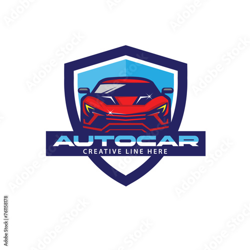 red car and shield logo design