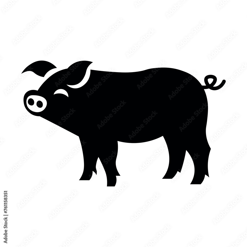 Fototapeta premium black vector pig icon on white background