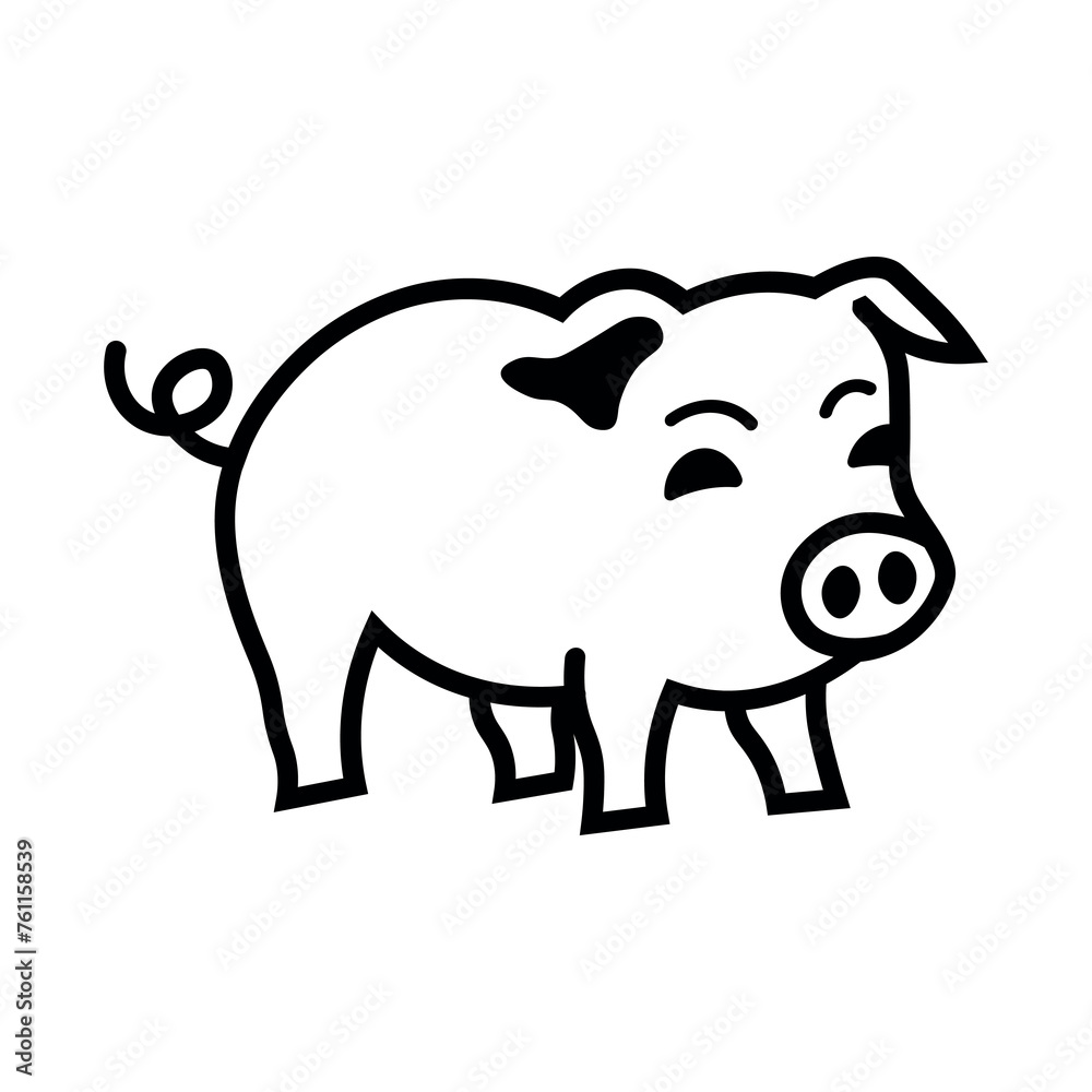 black vector pig icon on white background black vector pig icon on white background