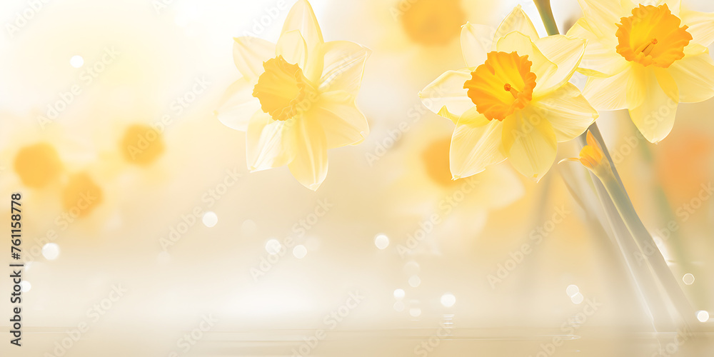 yellow and skin coloured flowers yellow floral charm brilliance blured background - obrazy, fototapety, plakaty 
