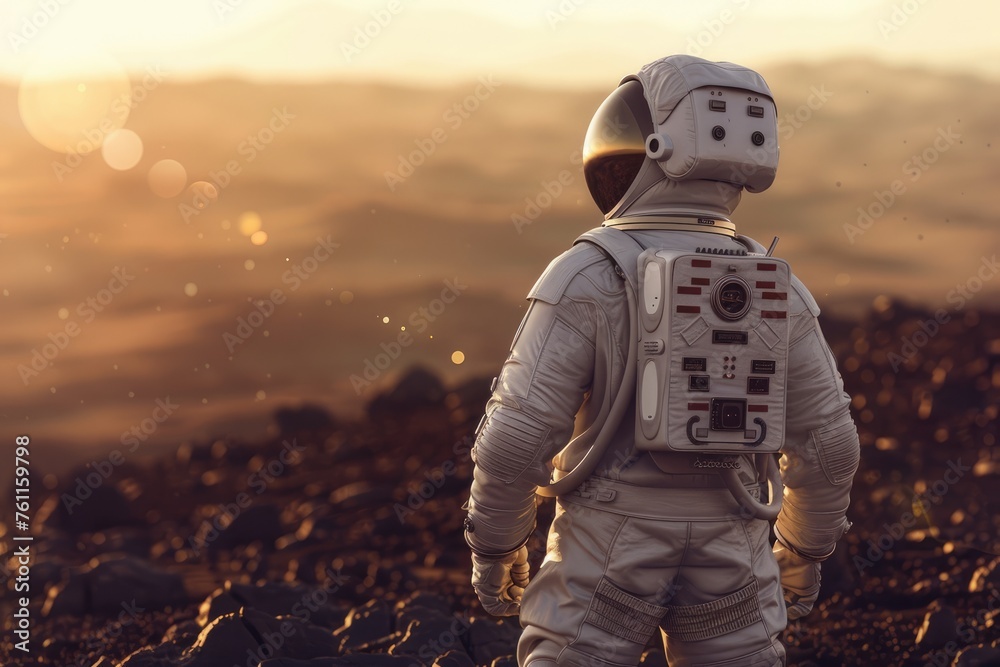 astronauts in spacesuits walk on the planet Mars. space travel, space exploration, flight to Mars, Colonization, Mars exploration astronauts in spacesuits walk on the planet Mars. space travel, space exploration, flight to Mars, Colonization, Mars exploration