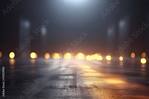 3D Rendering creative blurry asphalt background with mist light high speed Generative AI