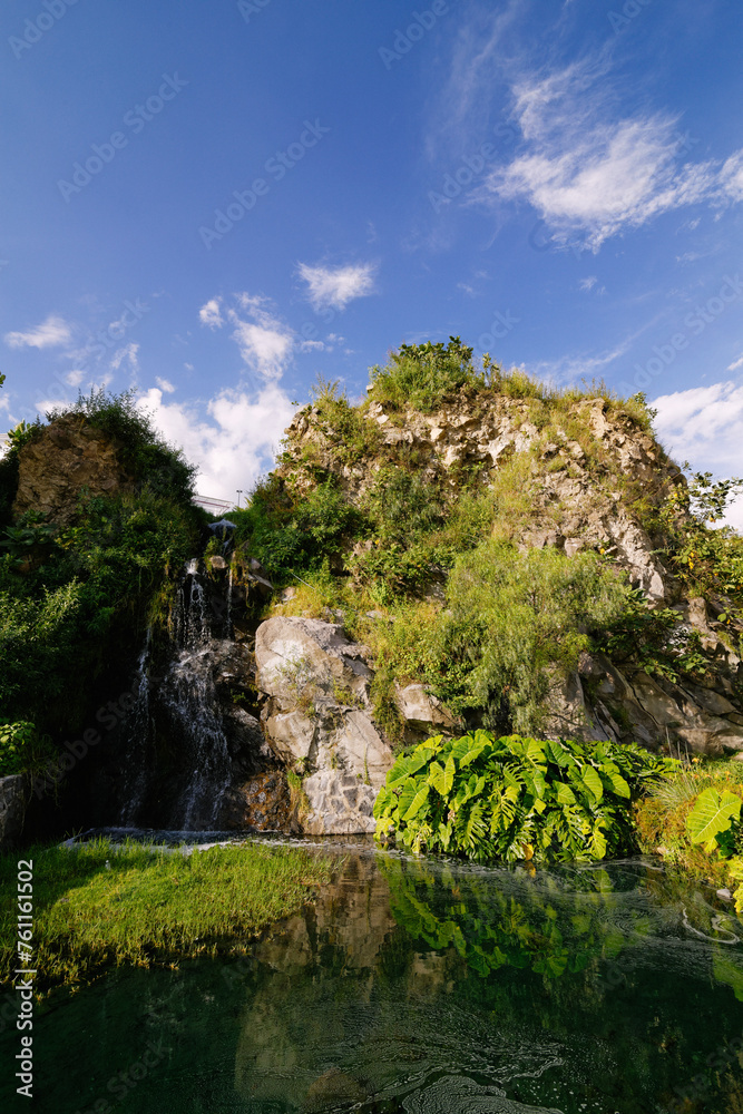 Beautiful rocks and waterfall in los fuertes, puebla mexico Beautiful rocks and waterfall in los fuertes, puebla mexico