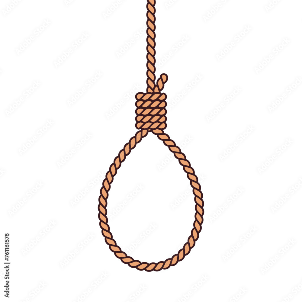Suicide hang rope icon on white background