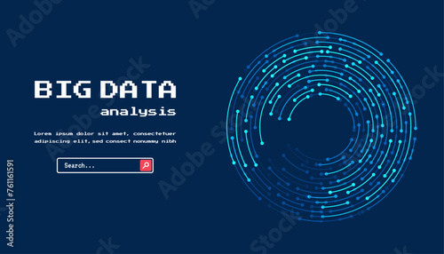Technology background. Big data visualization concept. Abstract technology circuit board circle