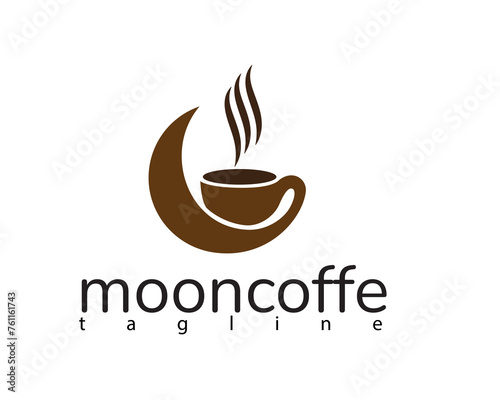 creative moon coffee logo design template