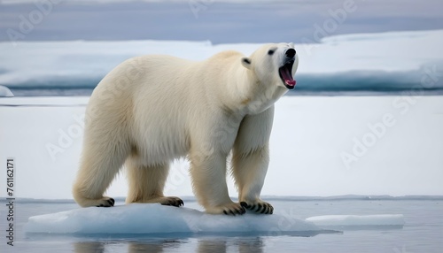 A Polar Bear With Its Tongue Lapping At The Edge O