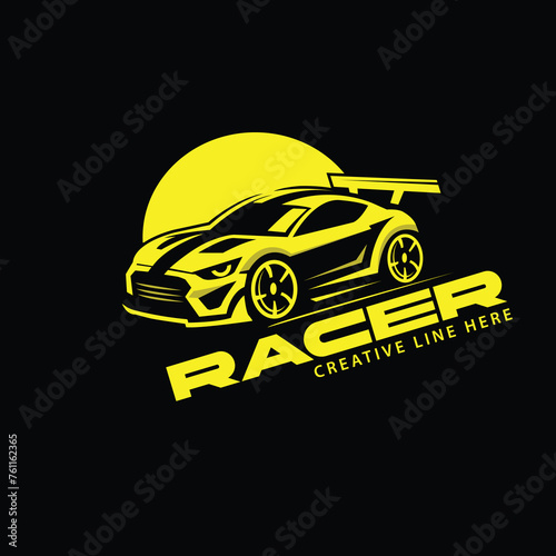 yellow car, an illustration of sport logo