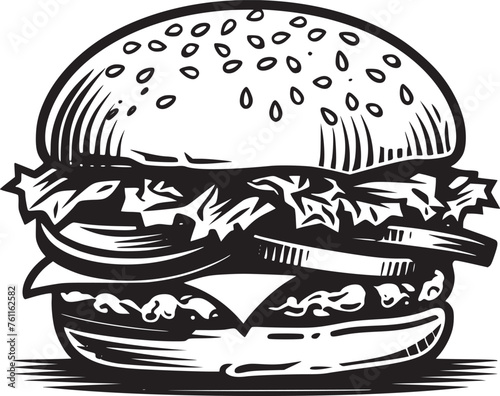 burger, hamburger hand drawn vector illustration sketch retro style