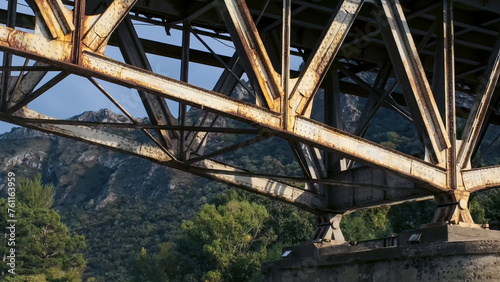 Bearing structures of Older Iron Princess Jorjoliani Bridge. Mtskheta, Georgia