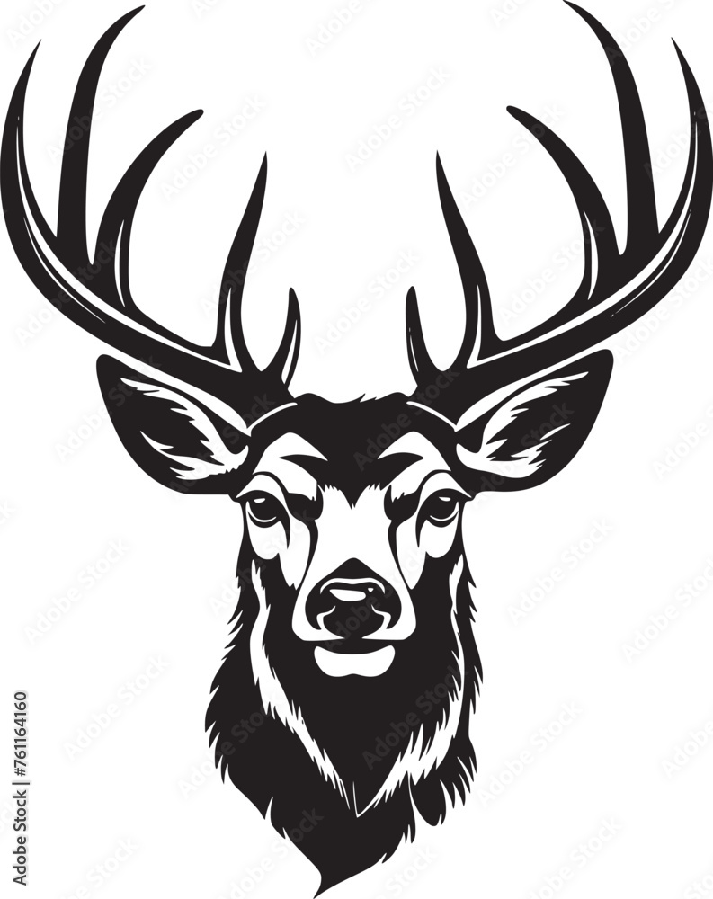 Fototapeta premium Monochrome deer head with elegant antler