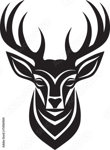 Monochrome deer head with elegant antler