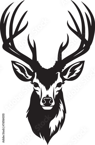 Monochrome deer head with elegant antler
