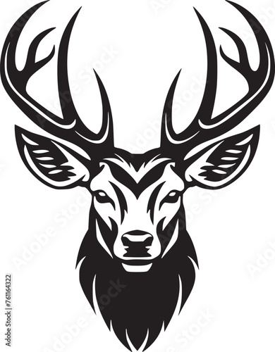 Monochrome deer head with elegant antler