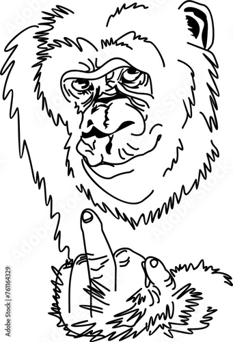 the monkey tingles the middle finger of his hand