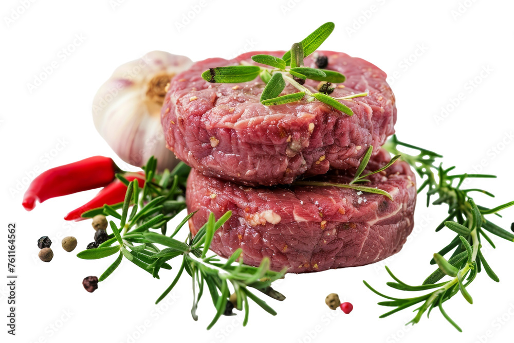 Fresh Beef Mince for Homemade Burgers Isolated on Transparent Background.