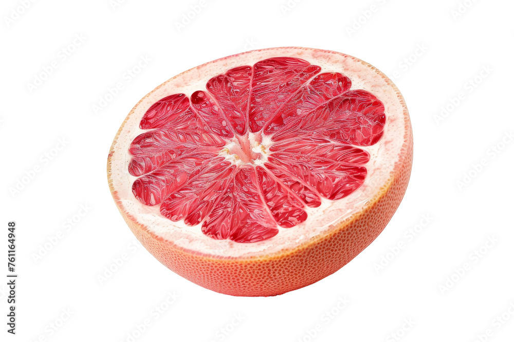 Ripe Siam Ruby Pomelo Citrus Isolated on Transparent Background.