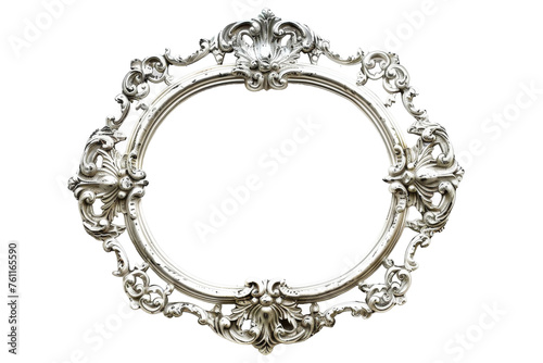 Ornate Silver and Gold Border Frame Isolated on Transparent Background.