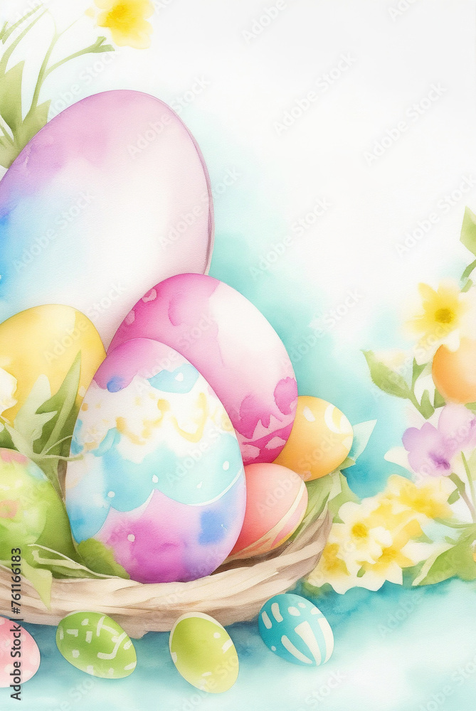 watercolor illustration easter eggs