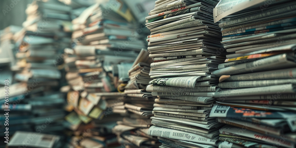 Newspapers folded and stacked background
 - obrazy, fototapety, plakaty 
