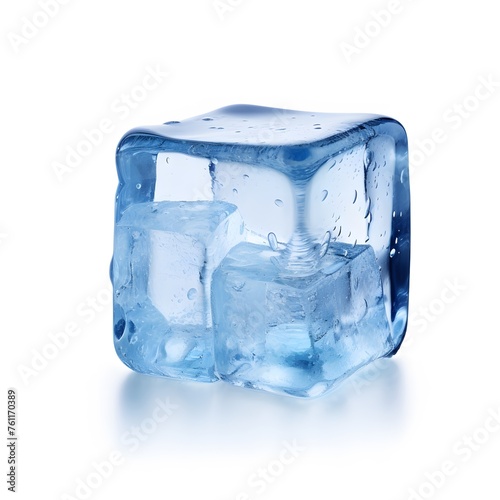  Ice cubes on isolated white background.