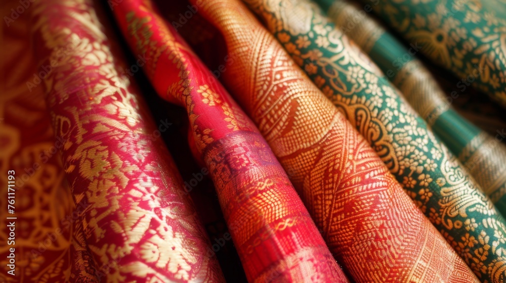 Exquisite folds adorn this traditional oriental fabric, showcasing intricate Indian patterns Exquisite folds adorn this traditional oriental fabric, showcasing intricate Indian patterns