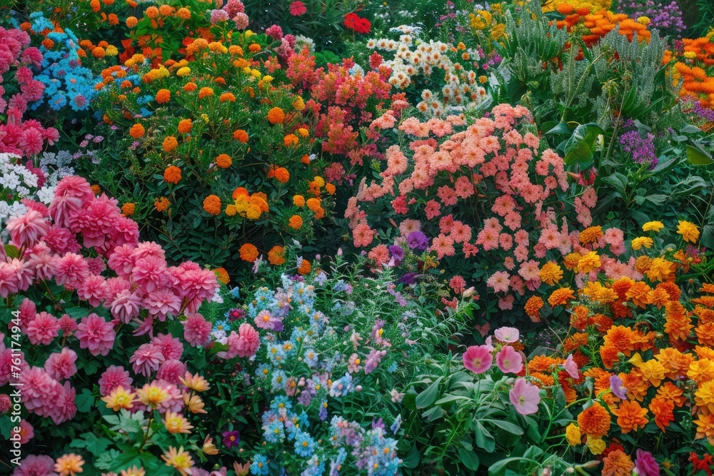 a garden filled with lots of colorful flowers