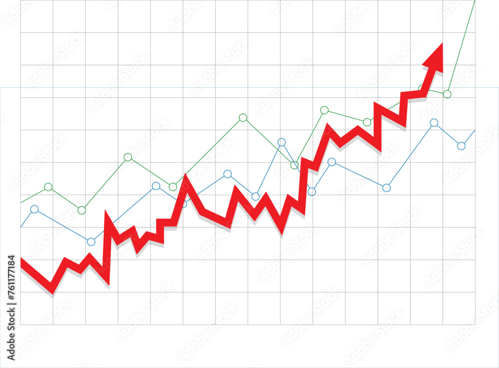 red arrow graph slowly and surely going up followed by two dotted line make profit financial and economic grow market boom red arrow graph slowly and surely going up followed by two dotted line make profit financial and economic grow market boom