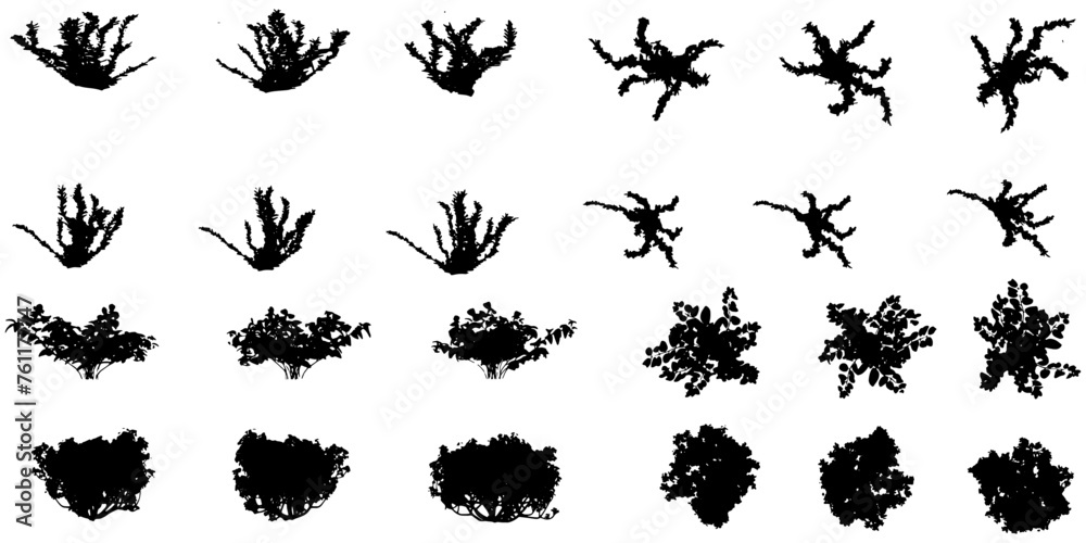 Set Of Silhouette Shapes - Flowers and Leaves Shapes Silhouette Vector EPS10 - obrazy, fototapety, plakaty 
