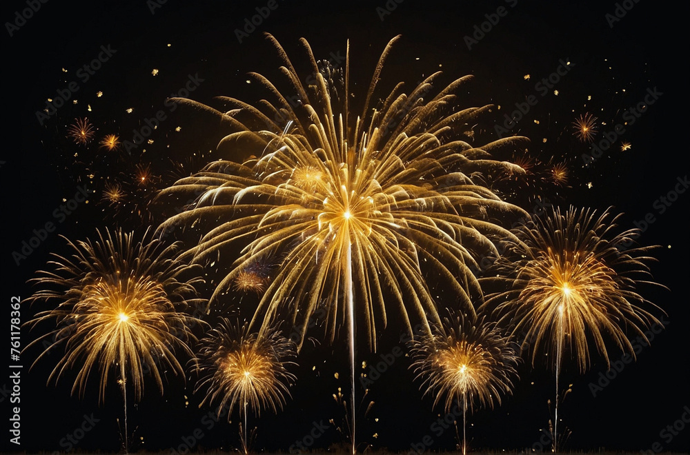 Elegant gold and black background with firework