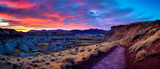 Sunset surrealistic landscape in John Day Fossil Beds