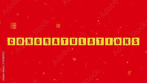 Red background motion graphic for celebratory congratulations.