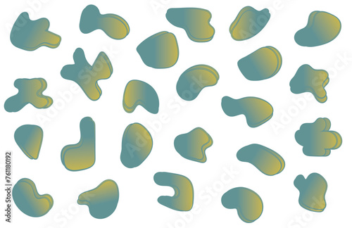 Blob shape organic set. Fluid cooler blob shape vector for abstract design.Irregular random minimal blob form. Abstract watery forms template. Organic blobs set icon on transparent background.