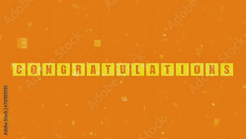 Orange background motion graphic for celebratory congratulations.